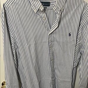 Polo by Ralph Lauren Men's White and Blue Striped Shirt 18/36